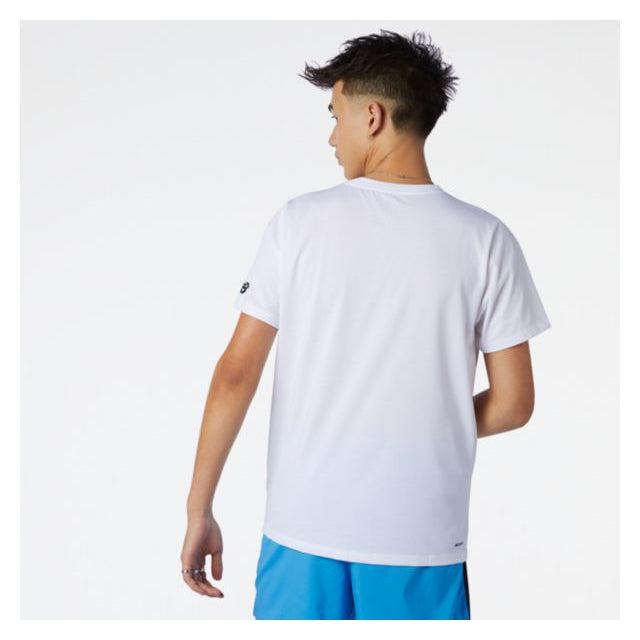 New Balance Men&#39;s Tenacity Heathertech T-Shirt - White/Blue/Teal-New Balance