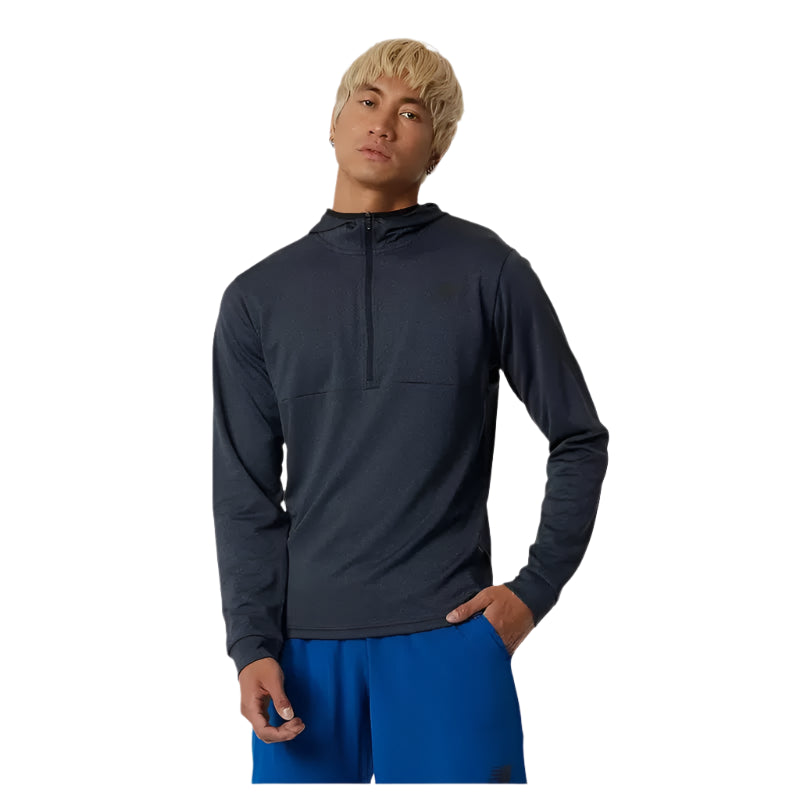 New Balance Men's Tenacity Hooded QTR Zip - Black-New Balance