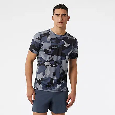 New Balance Men's Printed Accelerate Short Sleeve - Thunder-New Balance