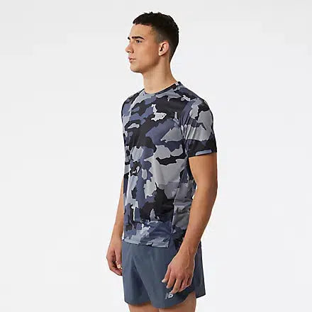 New Balance Men's Printed Accelerate Short Sleeve - Thunder-New Balance