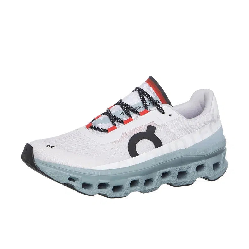 ON Men&#39;s CloudMonster Road Running Shoes- Frost/Surf-On