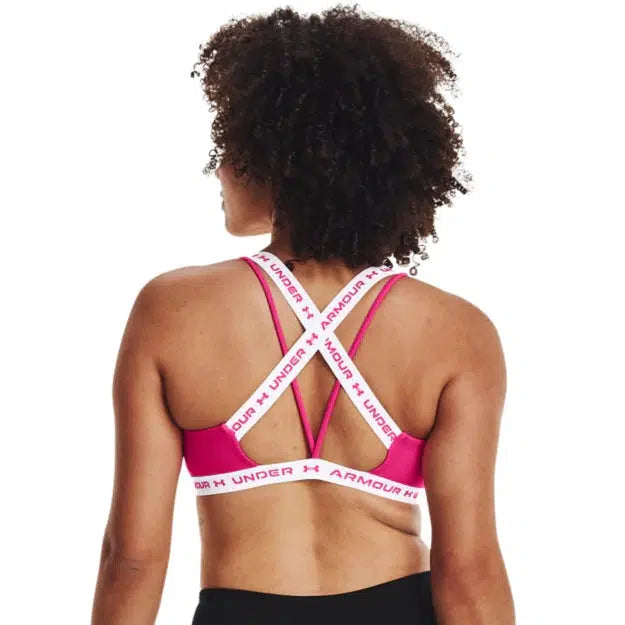 Under Armour Women&#39;s Crossback Low Sports Bra - Pink/White-Under Armour