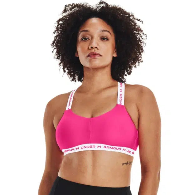 Under Armour Women's Crossback Low Sports Bra - Pink/White-Under Armour