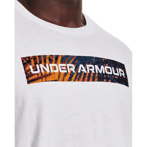 Under Armour Men&#39;s Wordmark Fill Printed Short Sleeve - White-Under Armour