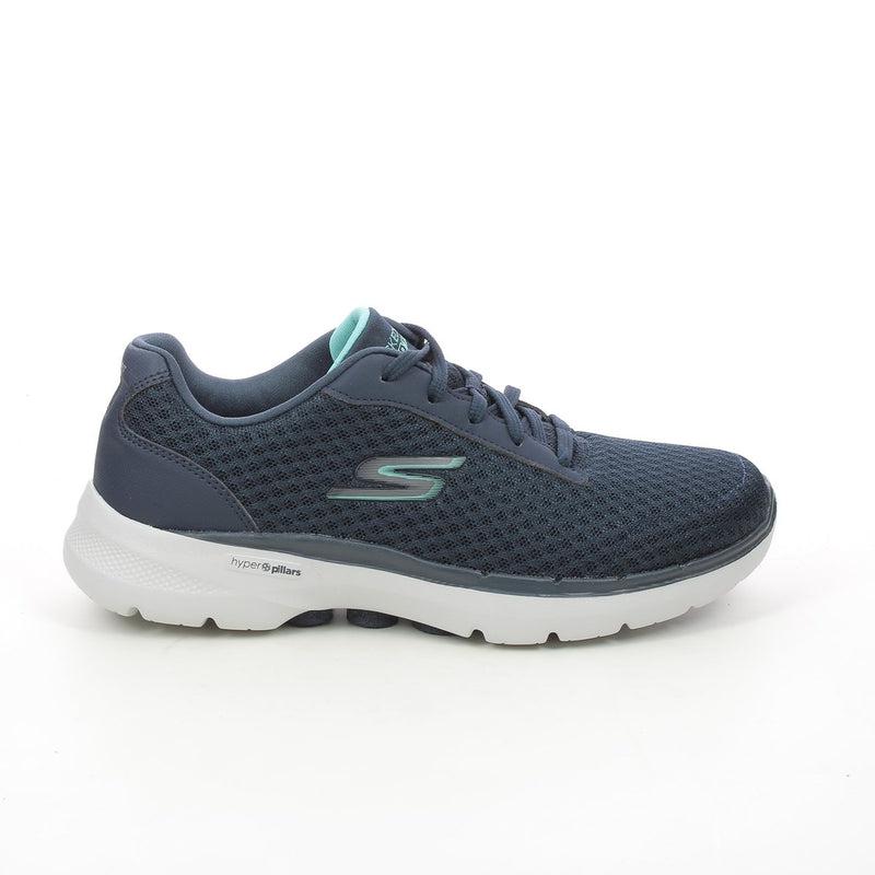 Skechers Women's Go Walk 6 Lace Up Road Walking Shoes- Navy/Turquoise– The  Athlete's Foot