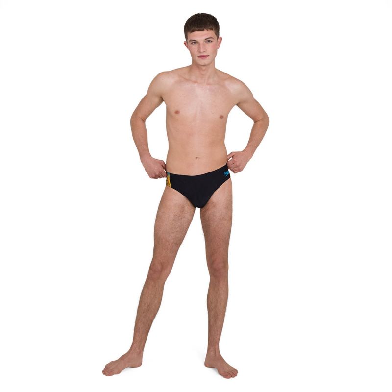 Men's Tech Panel 7cm Swim Brief - BLACK/MANGO/POOL-Speedo