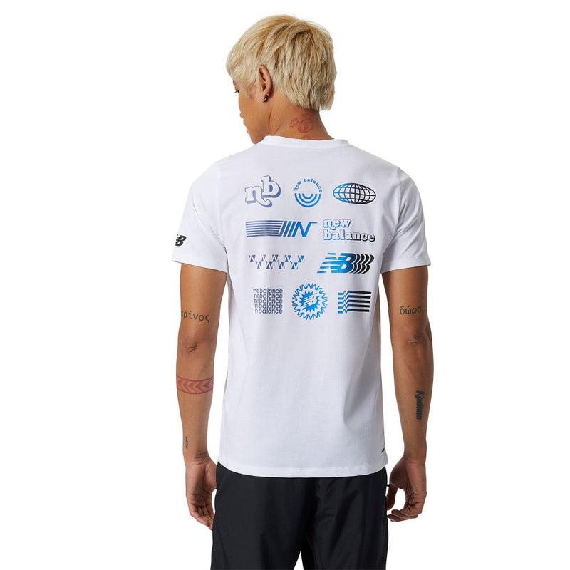 New Balance Men's Graphic Heathertech T-Shirt - White/Blue/Purple-New Balance