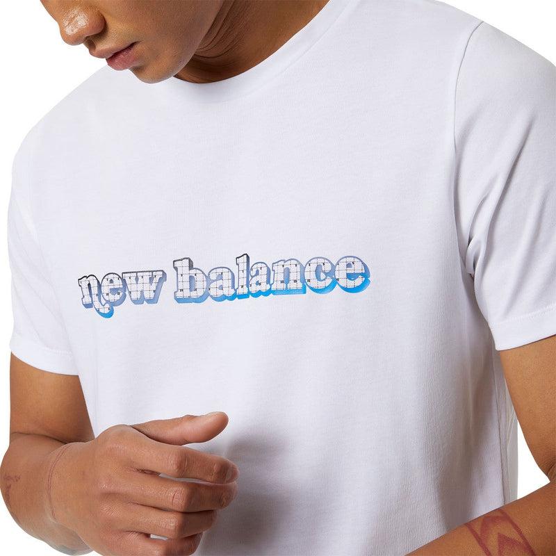 New Balance Men&#39;s Graphic Heathertech T-Shirt - White/Blue/Purple-New Balance