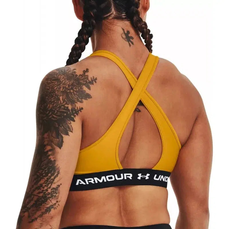 Women's Mid Crossback Sports Bra - Yellow - The Athlete's Foot