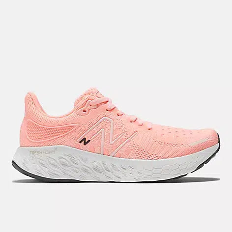 New Balance Women's 1080v12 Road Running Shoes - Grapefruit with washed pink and quartz grey-New Balance