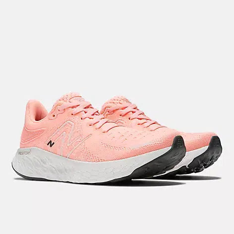 New Balance Women's 1080v12 Road Running Shoes - Grapefruit with washed pink and quartz grey-New Balance