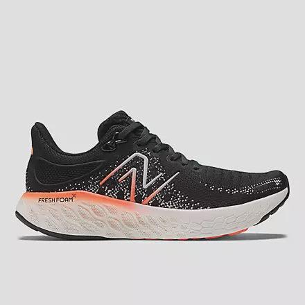 New Balance Women's 1080v12 (D) Wide Fit Road Running Shoes - Black with neon dragonfly and washed pink-New Balance
