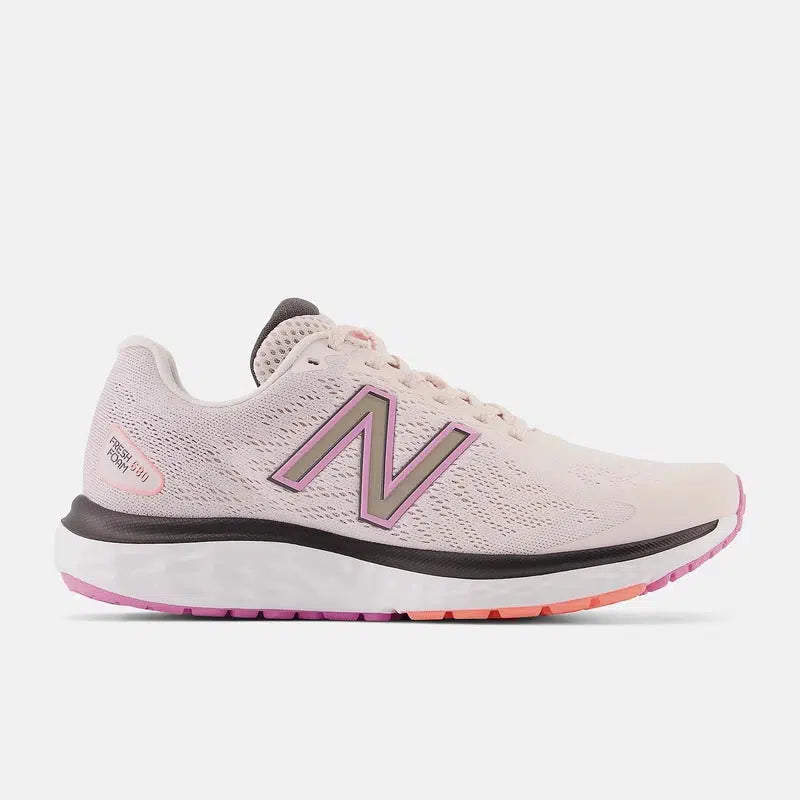 New Balance Women&#39;s 680 V7 &#39;D&#39;&#39; Wide Fit Road Running Shoes - Pink with gold metallic-New Balance