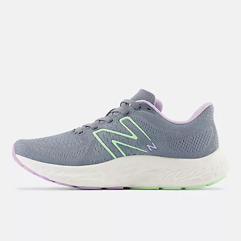 New Balance Women&#39;s Fresh Foam Evoz v3 (D) Wide Fit Road Running Shoes - Arctic grey with green aura and cyber lilac-New Balance