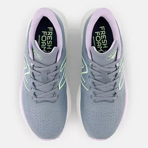 New Balance Women&#39;s Fresh Foam Evoz v3 (D) Wide Fit Road Running Shoes - Arctic grey with green aura and cyber lilac-New Balance