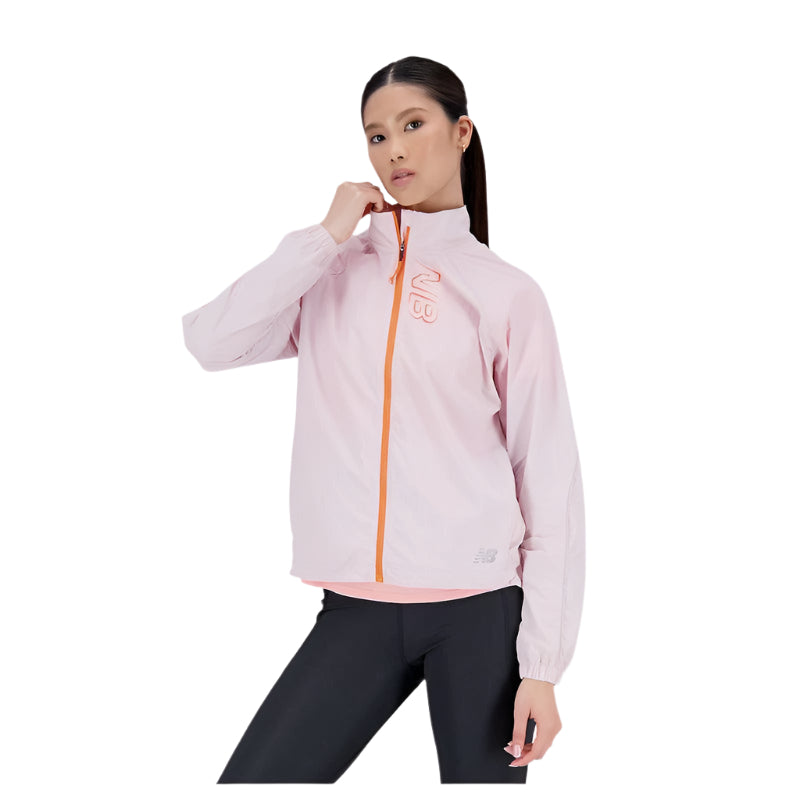 New Balance Women's Printed Impact Run Light Pack Jacket - Stone Pink-New Balance