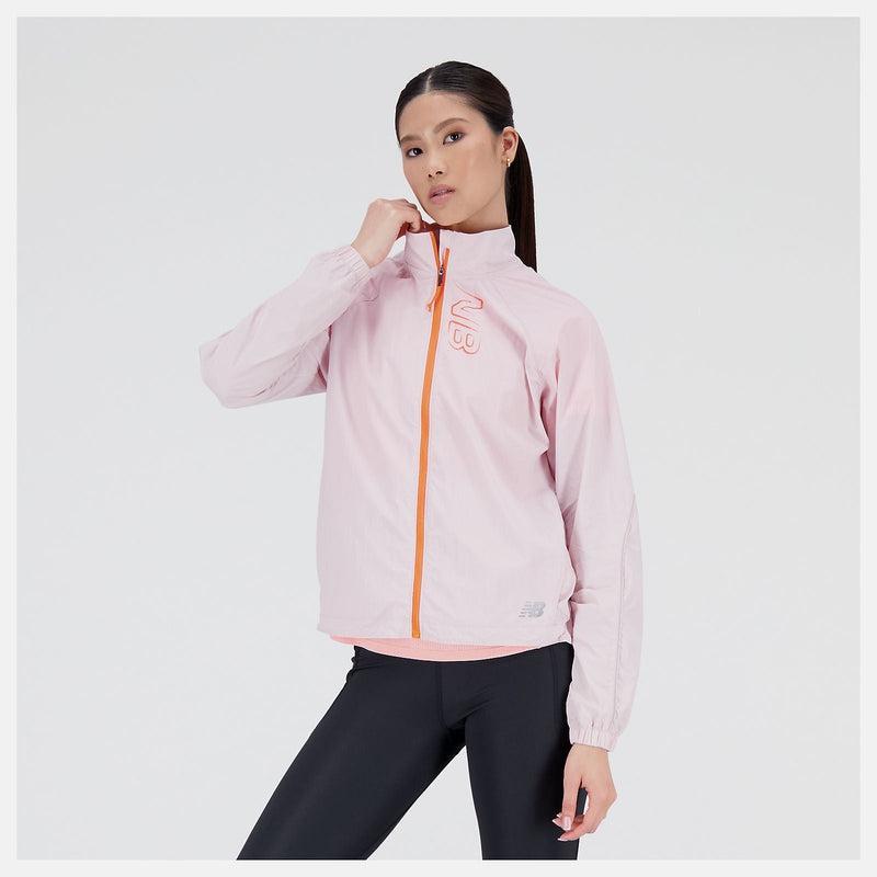 New Balance Women's Printed Impact Run Light Pack Jacket - Stone Pink-New Balance