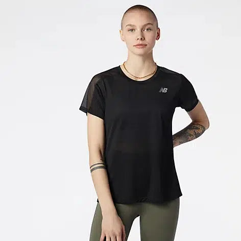 New Balance Women's Impact Run Short Sleeve - Black-New Balance