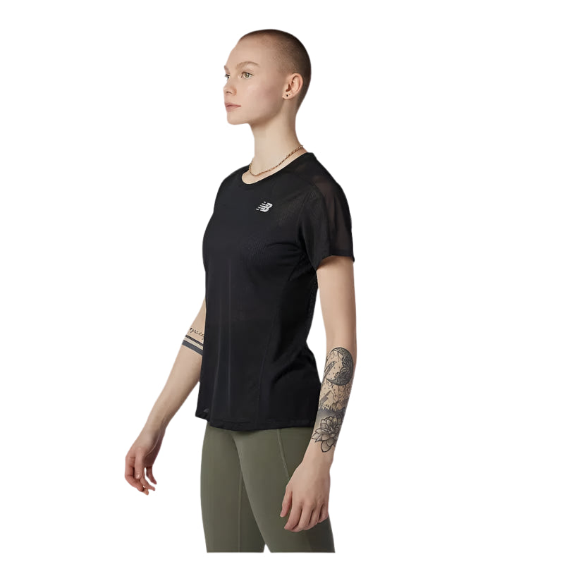 New Balance Women's Impact Run Short Sleeve - Black-New Balance